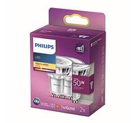 Philips ampoule LED Spot GU10 50W Blanc Chaud, Verre, Lot de 2