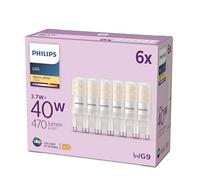 PHILIPS Ampoule LED Standard, Culot G9, 40W, Pack de 6, Blanc | Lot de 6 ampoules, Culot G9, Blanc Chaud 2700K, 470lm, 3.7W Équivalent 40W, Éclairage LED puissant
