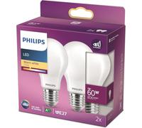 Philips Ampoule LEDclassic A60 E27 7W 2700K Blanc chaud Non-dimmable Pack de 2