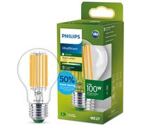 Philips, ampoule LED Ultra Efficient 100W, culot E27, blanc chaud 2700K, transparente