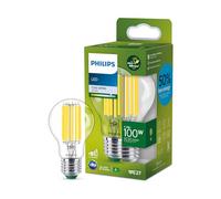 Philips ampoule LED Ultra Efficient Classe A, 100W, culot E27, blanc froid 4000K, transparente, verre