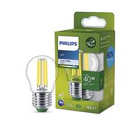 Philips ampoule LED Ultra Efficient Classe A, 40W, culot E27, format sphérique, Blanc froid 4000K, transparente, verre
