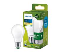 Philips, ampoule LED Ultra Efficient Classe A, 60W, culot E27, blanc chaud 2700K, dépolie, verre