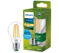 Philips, ampoule LED Ultra Efficient 60W, culot E27, blanc chaud 2700K, transparente, verre