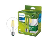 Philips ampoule LED Ultra Efficient Classe A, 60W, format globe, culot E27, blanc froid 4000K, transparente