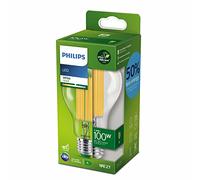 Philips ampoule LED Ultra Efficient culot E27 100W, 3000K Blanc, transparente, verre