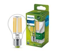 Philips ampoule Ultra Efficient LED classe A, culot E27, 60W, 3000K Blanc, transparente, verre