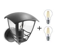 PHILIPS Applique d'extérieur murale Métal H20cm Noir Creek + Lot de 2 ampoules LED Classic 60W