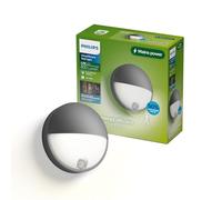 PHILIPS Applique murale extérieure Capricorn IR, 800 lm, 2700 K, PowerShield, IP44 résistante aux intempéries, durable, aluminium, détecteur de mouvement, LED intégrée, gris anthracite