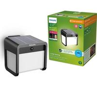 Philips, applique murale Ezra, 1,8 W, noire, en plastique, IP44, classe III, lumière blanche chaude, idéale pour l'extérieur, jardin, terrasse