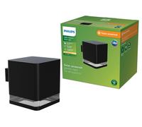 Philips Applique murale Virona, 1,8 W, éclairage extérieur mural, noire, plastique, IP44, pour jardin, terrasse, classe III