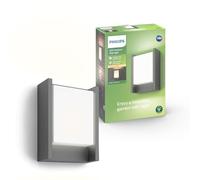 Philips Arbor Applique murale d'extérieur LED (6 W), lampe d'extérieur résistante aux intempéries avec lumière blanc chaud, éclairage LED à économie d'énergie, anthracite