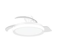 Philips Bliss Ventilateur de Plafond Pales Rétractables et LED, 3 Pales, Envergure 106 cm, 4500 Lumens, Lumière Blanche Ajustable 3000 à 6500 K, Variable jusqu'à 5%, Télécommande, Blanc scintillant