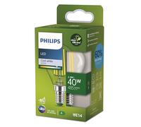 Philips Classic ultra-efficient LED ampoule classe énergétique A, équivalent 40W, drop shape, culot E14, clair, éclairage blanc neutre (4000K), nouvelle génération