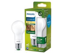 Philips Classic ultra-efficient LED ampoule quivalent 60W, culot E27, matt, éclairage blanc chaud (2700K), dimmable, ancienne génération