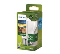 Philips Classic ultra-efficient LED ampoule quivalent 60W, culot E27, matt, éclairage blanc chaud (2700K), dimmable, nouvelle génération