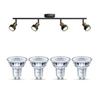Philips Conduit Spot en saillie (Noir/Or) - Lumière blanche chaude - Spot en saillie avec 4 point lumineux - GU10 - SceneSwitch - Facilement dimmable avec votre interrupteur classique