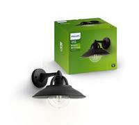 Philips Cormorant Applique Murale Extérieure, IP44 Résiste aux Intempéries, Durable, Aluminium, Design Classique, Black, Ampoule E27 Vendue Séparément