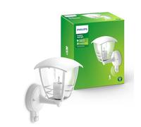 Philips Creek Applique Murale Extérieure, IP44 Résiste aux Intempéries, Détecteur de Mouvement Infrarouge, Durable, Aluminium, Design Classique, Blanc, Ampoule E27 Vendue Séparément
