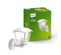 PHILIPS Creek Applique Murale Extérieure, IP44 Résiste aux Intempéries, Durable, Aluminium, Design Classique, Blanc, Ampoule E27 Vendue Séparément