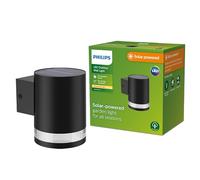 Philips Fyce, applique murale solaire d'extérieur, 1,5 W, 2 700 K, noire, IP44 résistante aux intempéries