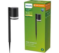 Philips Fyce, Lampe de chemin solaire d'extérieur, 1,5 W, 2 700 K, noire, IP44 résistante aux intempéries