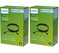 Philips GardenLink, Câble extérieur basse tension de 5 m, 24 V, noir, étanche IP67 (Lot de 2)
