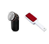 Philips GC026/80 Rasoir Anti-Bouloche et Anti-Peluche - Noir et Or & WENKO Brosse vêtement, Brosse Textile, Double Face, 6 x 21.5 x 2 cm, Blanc