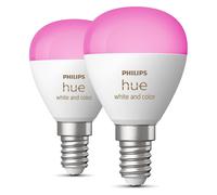 Philips Hue, Ampoule, Lustre d'ambiance blanc et couleur (E14, 470 lm, 2x)