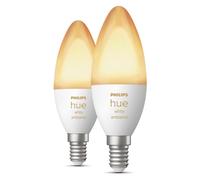 PHILIPS Hue White - Ampoule LED connectée flamme E14 - 5,5W - Compatible Bluetooth - Pack de 2