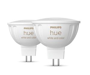 Philips Hue Ampoules intelligentes - Ampoule LED intelligente GU5,3, MR16, 6,3 W, intensité variable, lumière blanche et colorée, 2 pcs 929003575302