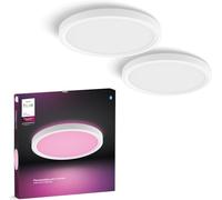 Philips Hue Devote Plafonnier Slim, S, 291 mm, Rond, Pack de 2, Blanc | White and Color Ambiance, Smart LED, 16,6 W, Variation Intensité Lumineuse, Application Bluetooth, Maison Connectée