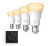 Philips Hue - E27 - 4x ampoules standard Chaud/Froid | Inclut Hue Dial Switch (Noir) - Hue White Ambiance
