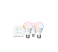 Philips Hue Kit de démarrage 3 ampoules E27 806 lm avec pont, blanc et couleur, Alexa/Google