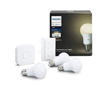 Philips Hue Kit de démarrage 3 ampoules White E27 + pont de connexion + télécommande Hue incluse (Nouveau) Blanc Fonctionne avec Alexa 1800443