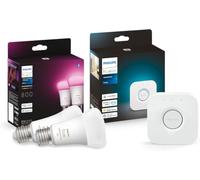 Philips Hue Kit démarrage Ambiance blanc & couleur - 2x ampoules E27, Bluetooth + pont, Alexa/Google