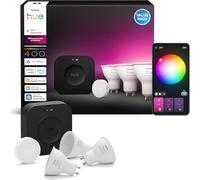Philips Hue Kit de Démarrage avec Bridge Pro + 3 Spots GU10 + Smart Button, White & Color Ambiance, Ampoule Philips HUE dimmable, Éclairage connecté compatible Apple Home, Alexa, Google Assistant