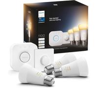 Philips Hue Kit de démarrage White Ambiance : 3 Ampoules LED Intelligentes et connectées E27, Pont de Connexion, Bouton Smart Hue, Compatible Bluetooth, Alexa, Google Assistant, Apple HomeKit
