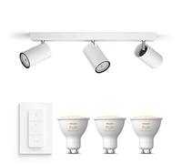 Philips Hue Kosipo Spot en saillie (Blanc) - Lumière blanche chaude à froide - Comprend un Variateur de lumiere Hue - Spot en saillie avec 3 points lumineux - GU10 - Hue White Ambiance