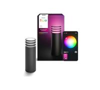 Philips Hue Lucca Borne Extérieur, Lumière Blanche et Multicolore Personnalisable, 1100 lm, Ampoule LED A60 Incluse, Luminosité Variable, IP44 Résiste aux Intempéries, Compatible Matter, Zigbee