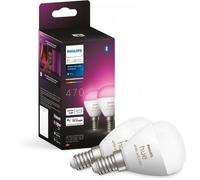 Philips Hue White and color ambiance, ampoule LED connectée sphérique compatible Bluetooth, E14, fonctionne avec Alexa, Google Assistant et Apple Homekit, lot de 2