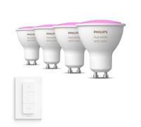 Philips Hue Pack avantagé - GU10 - avec 4 Spots - Lumière blanche et colorée - Comprend 1 Variateur de lumiere Hue - Hue White and Color Ambiance