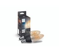 Pack de 2 ampoules connectées Philips Hue White Ambiance Filament flamme E14 Transparent