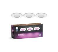 Philips Hue pack de 3 spots encastrés connectés, 90mm, lumière blanche et couleur, compatible Bluetooth, contrôle vocal avec Alexa, Apple Home et Google Assistant, blanc