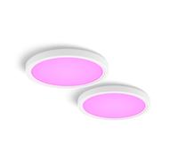 Philips Hue Devote Panneau LED Connecté, White and Color Ambiance, Rond 30 cm, 16,6W, 2000 Lumens, Cadre Blanc pour Éclairage Intérieur, Plafond, Salon, Cuisine, Couloir, Pack de 2