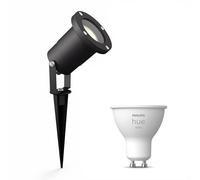 Philips Hue Puled Spot de jardin (Noir) - GU10 - Lumière blanche chaude - Éclairage de jardin - Hue White