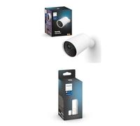 Philips Hue Secure, Caméra HD 1080P sans Fil, Utilisation intérieure ou extérieure,Blanc + Hue Secure capteur de Contact pour Porte ou fenêtre, Installation Facile