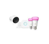 Philips Hue Pack de démarrage Secure Caméra filaire, 2 capteurs blancs, 2 ampoules E27 WCA, 1 pont