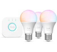 Philips Hue Smart Lighting Starter Kit avec 3 lampes et pont, Couleur:Blanc
