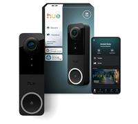 Philips Hue Sonnette vidéo filaire Secure, caméra 2K grand angle, notifications, Caméra de surveillance extérieure avec audio bidirectionnel et vue infrarouge, intégration avec les lampes Hue, noir